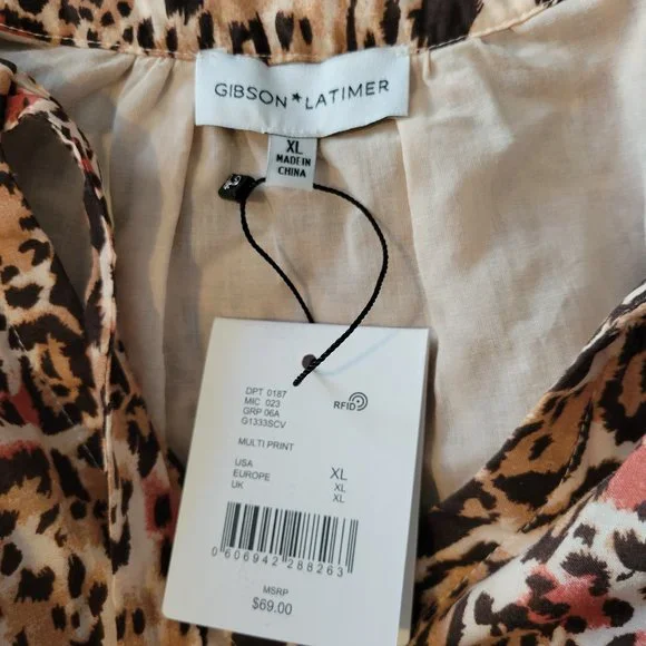 Gibson Latimer Animal Print Blouse - Size XL - Picture 7 of 11